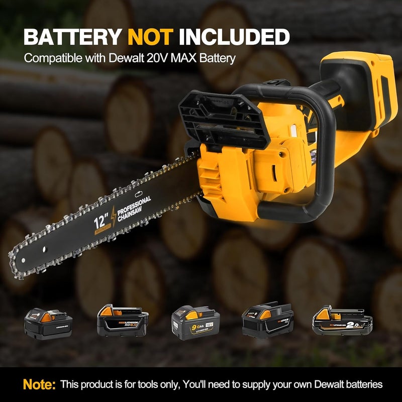 FXAFXA Brushless Electric Chainsaw 12" Cordless Tool Only for Dewalt 20V/60V Battery with Auto Oiler & Security Lock, for Tree Trimming and Branch Wood Cutting (Tool Only) (for DeWalt 20v Battery) - Image 4